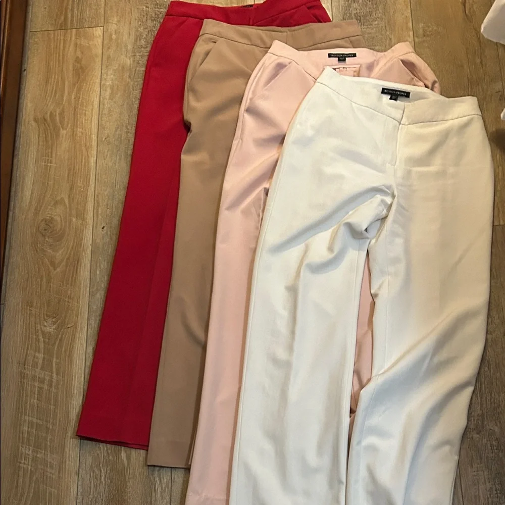 Set of 4 like-new Boston Proper Women's Trousers - Red, Tan, Pink, Cream - Picture 1 of 7